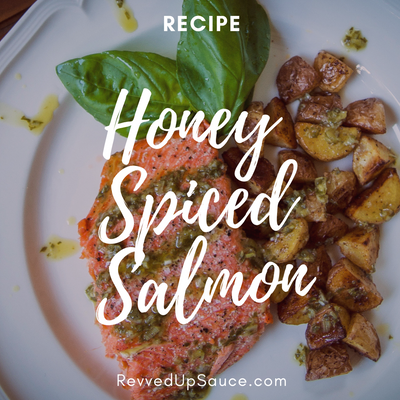 Revved Up Honey Garlic Salmon Recipe with Green Goddess Avocado Sauce